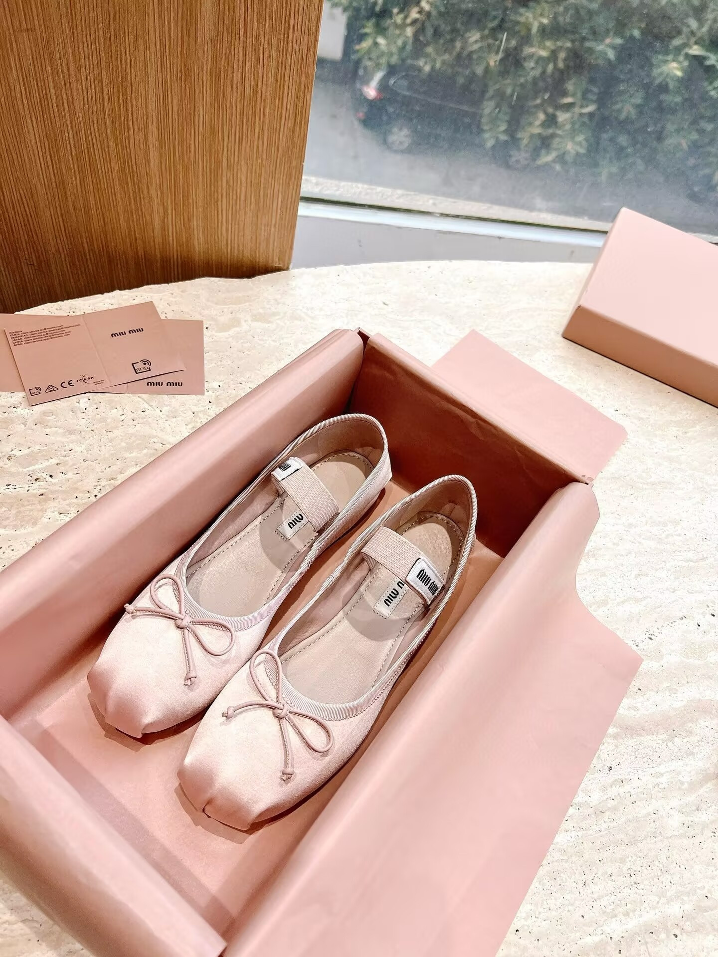 UA Miu Miu Satin Ballerinas