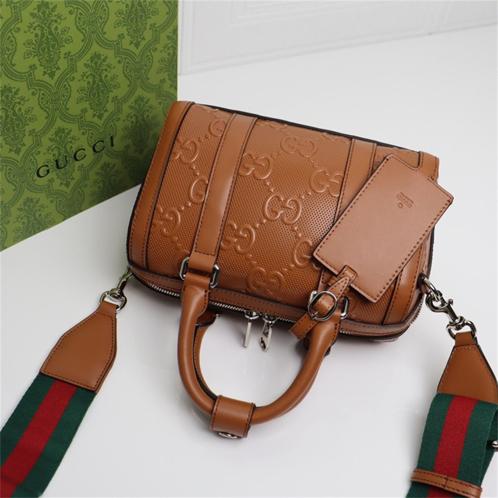 G*u*i jumbo gg mini duffle bag brown 8.6"w x 5.9"h x 4.9"d