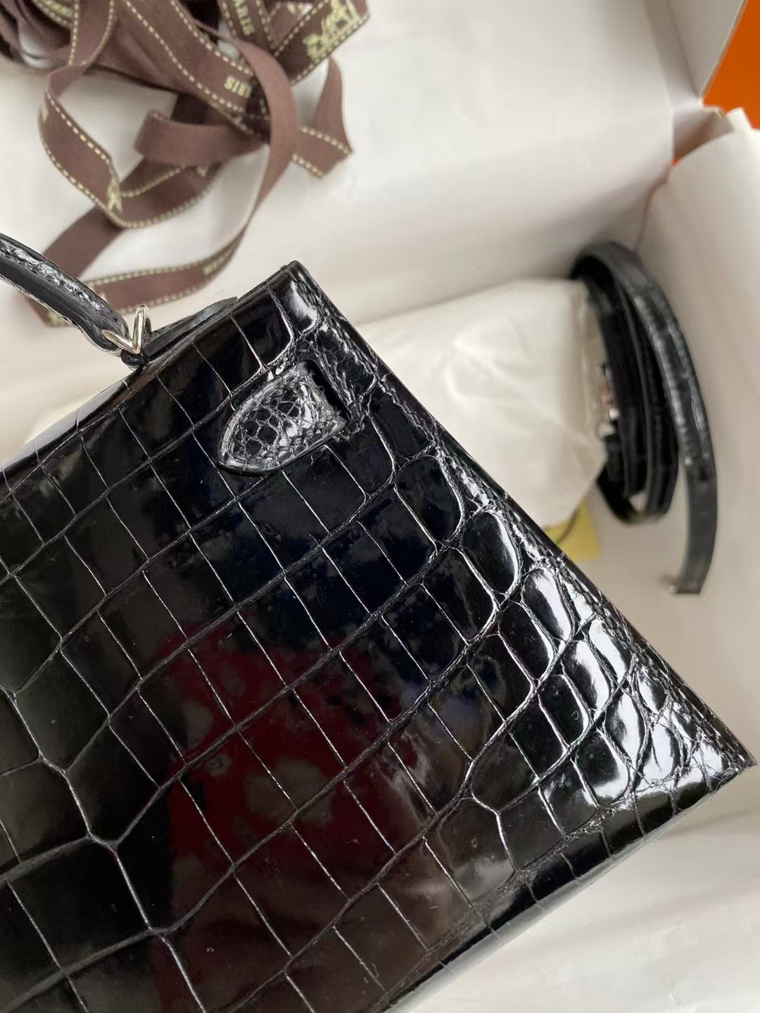 H**me5 mini kelly 19 19×6×12cm real alligator leather with the alligator stamp (customized, no exchange no return, about 20 days)