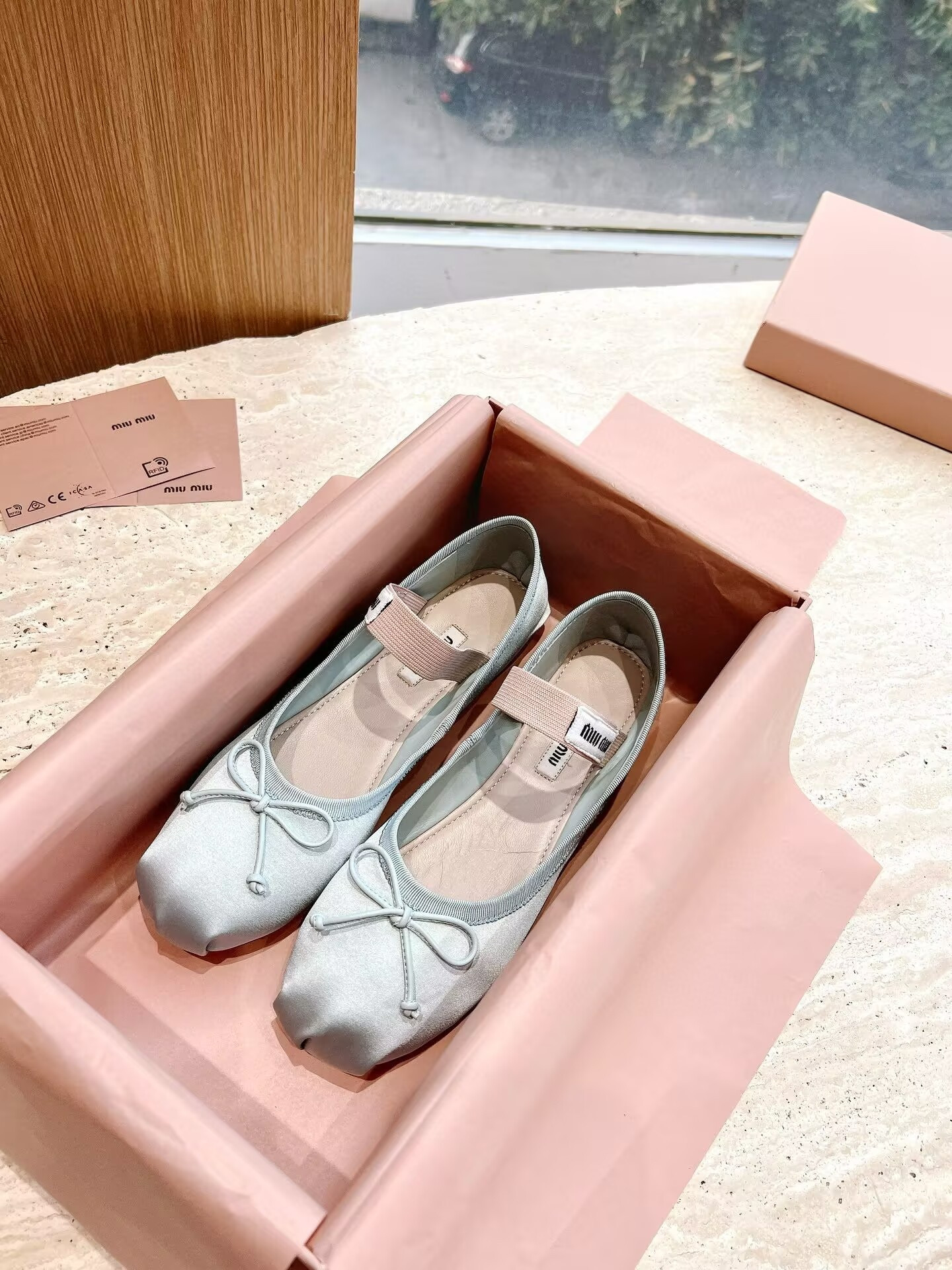 UA Miu Miu Satin Ballerinas