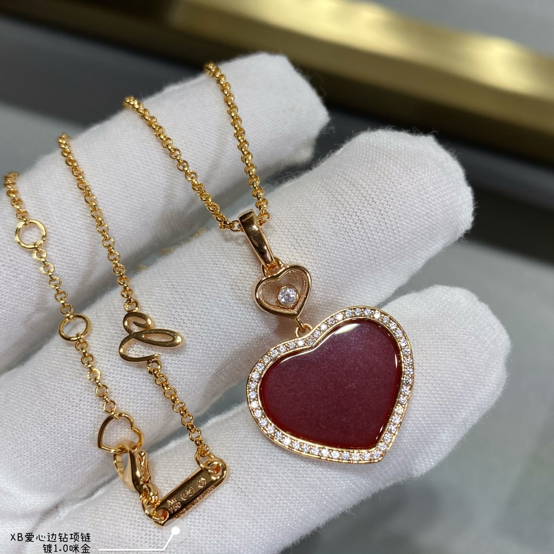 chopard heart-shaped edge Di*m*nd mother-of-pearl necklace