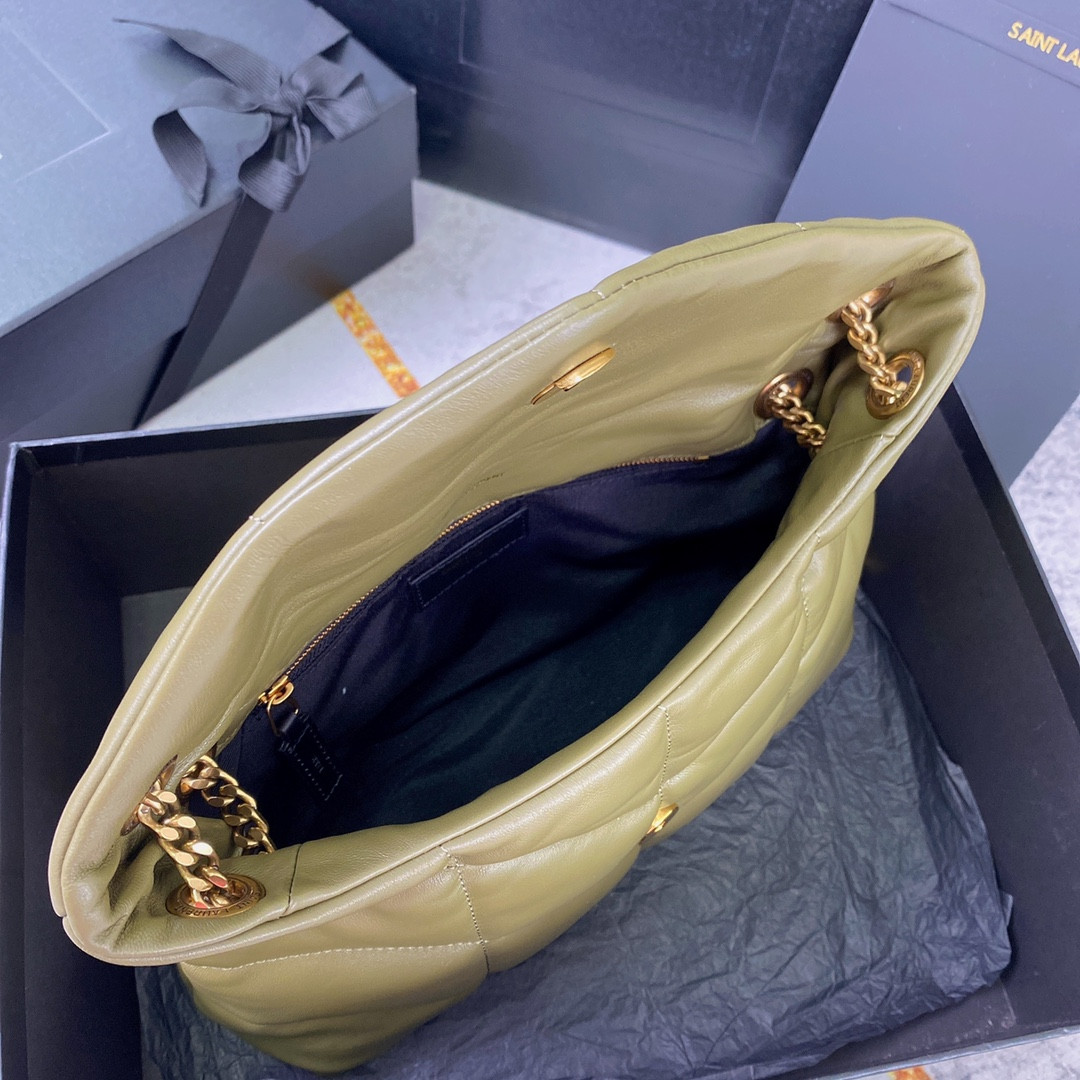 Y*L puffer small in nappa leather dark green 11.4 x 6.6 x 4.3 inches