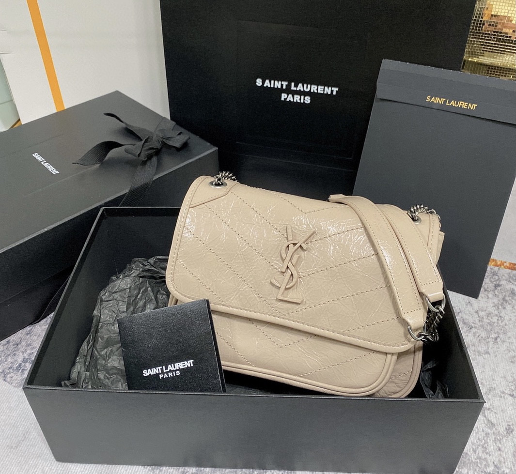 Y*L niki baby in vintage leather beige 8.2 x 6 x 2.9 inches