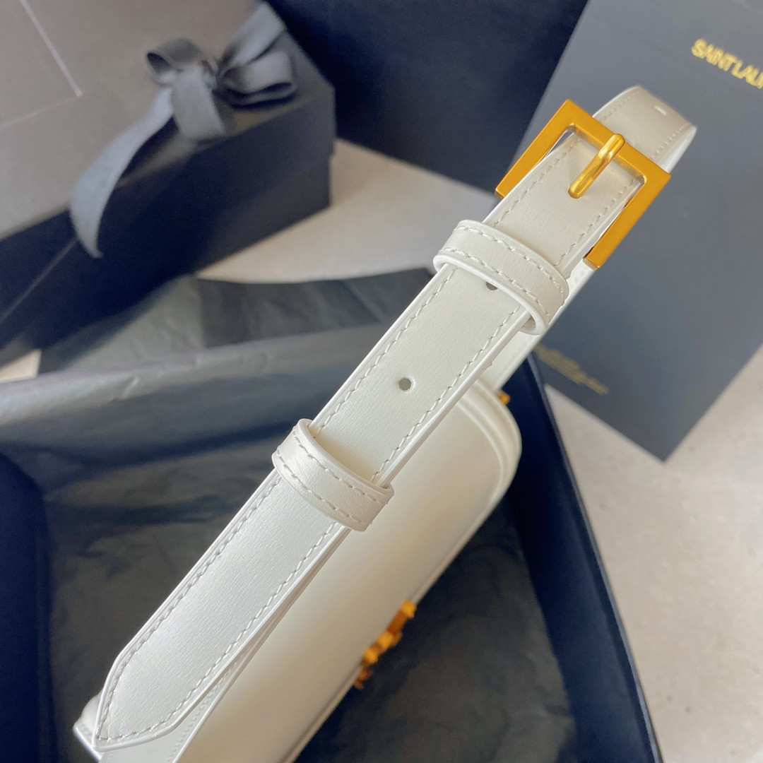 y*l solferino small satchel in box Sa**t Lau*nt blanc vintage 7.4 x 5.1 x 1.9 inches