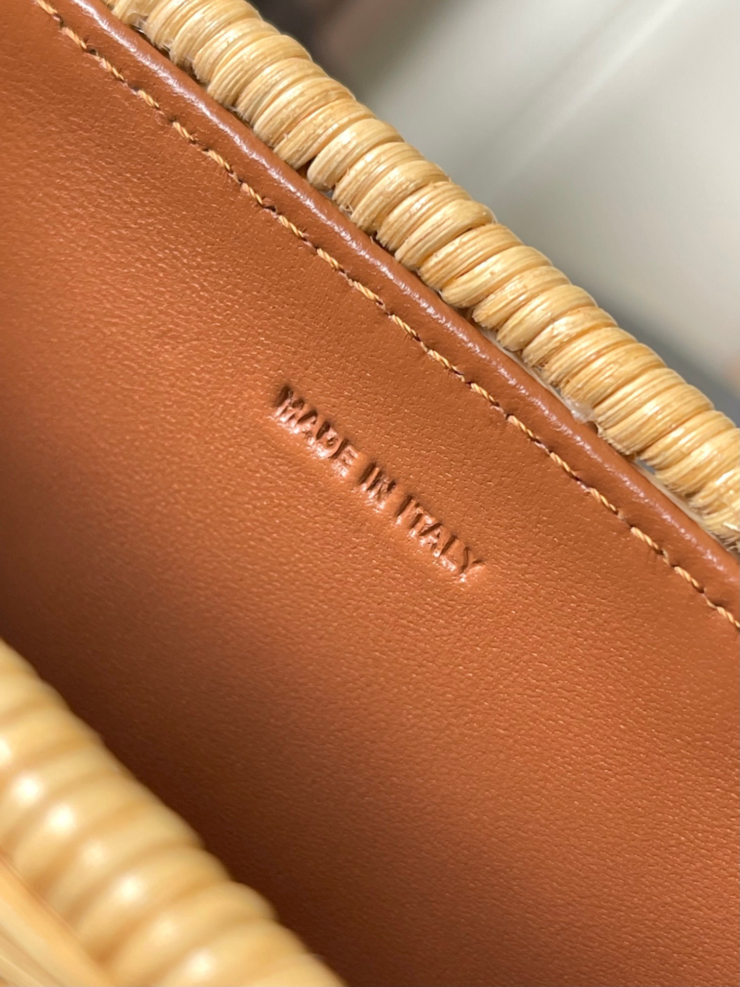 Ce**e teen garance bag in wicker and natural calfskin 18.5x13.5x7cm